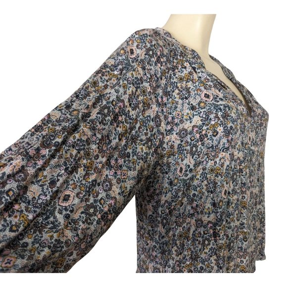Roan‎ + Ryan 3/4" balloon sleeve V neck floral print pull over blouse size S - Picture 5 of 12